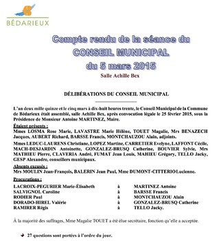 Compte rendu du 05.03.2015
